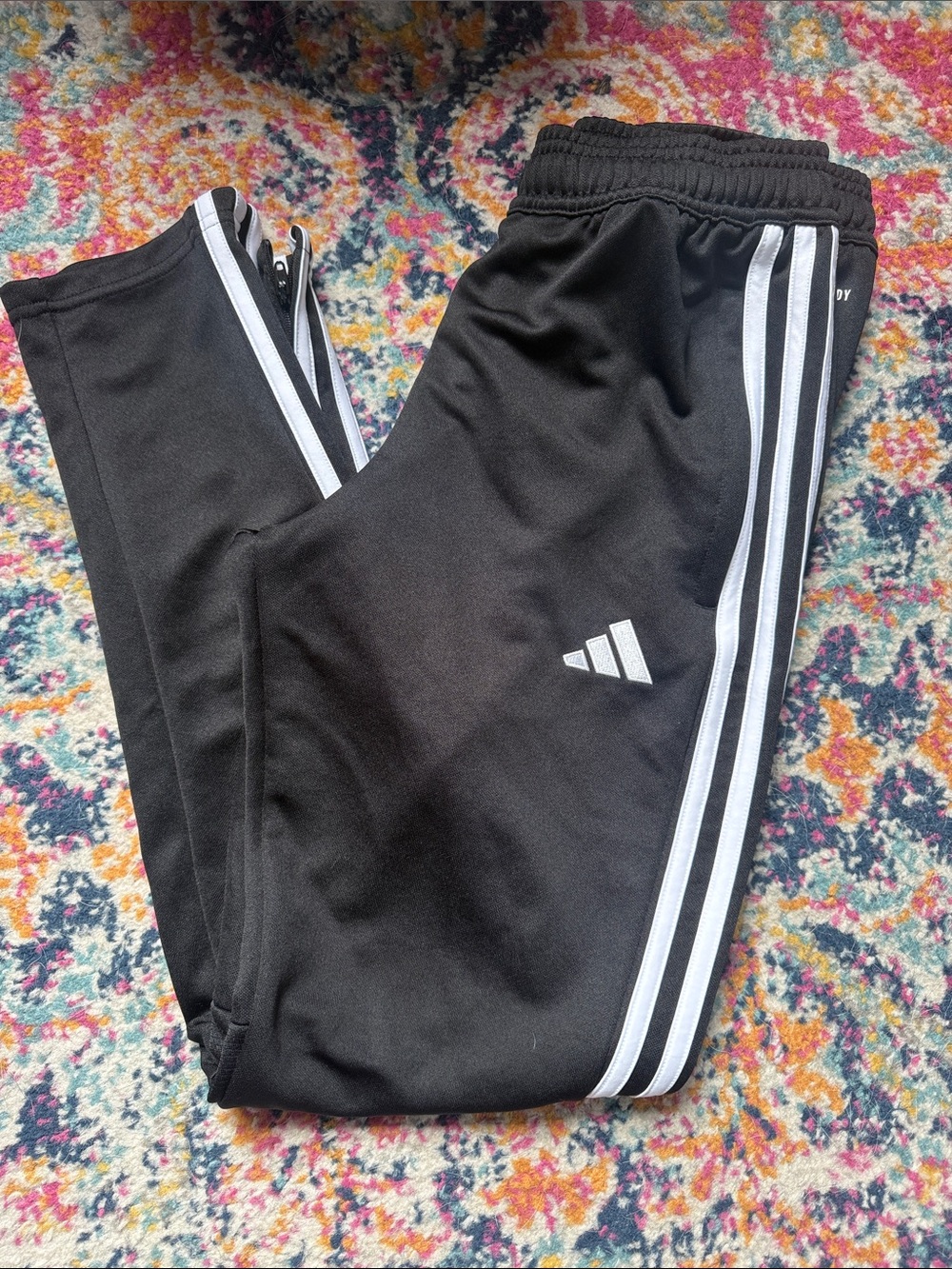 adidas Black Jogger Sweatpants with White Side Stripes